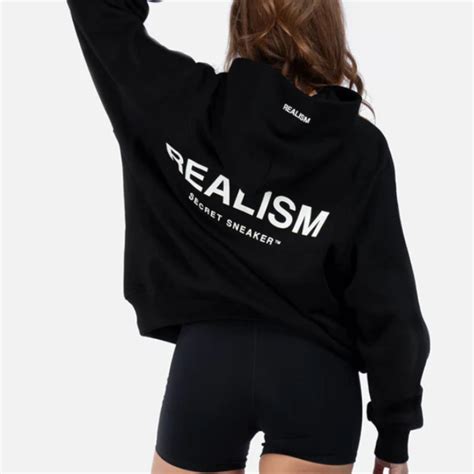 realism black hoodie.